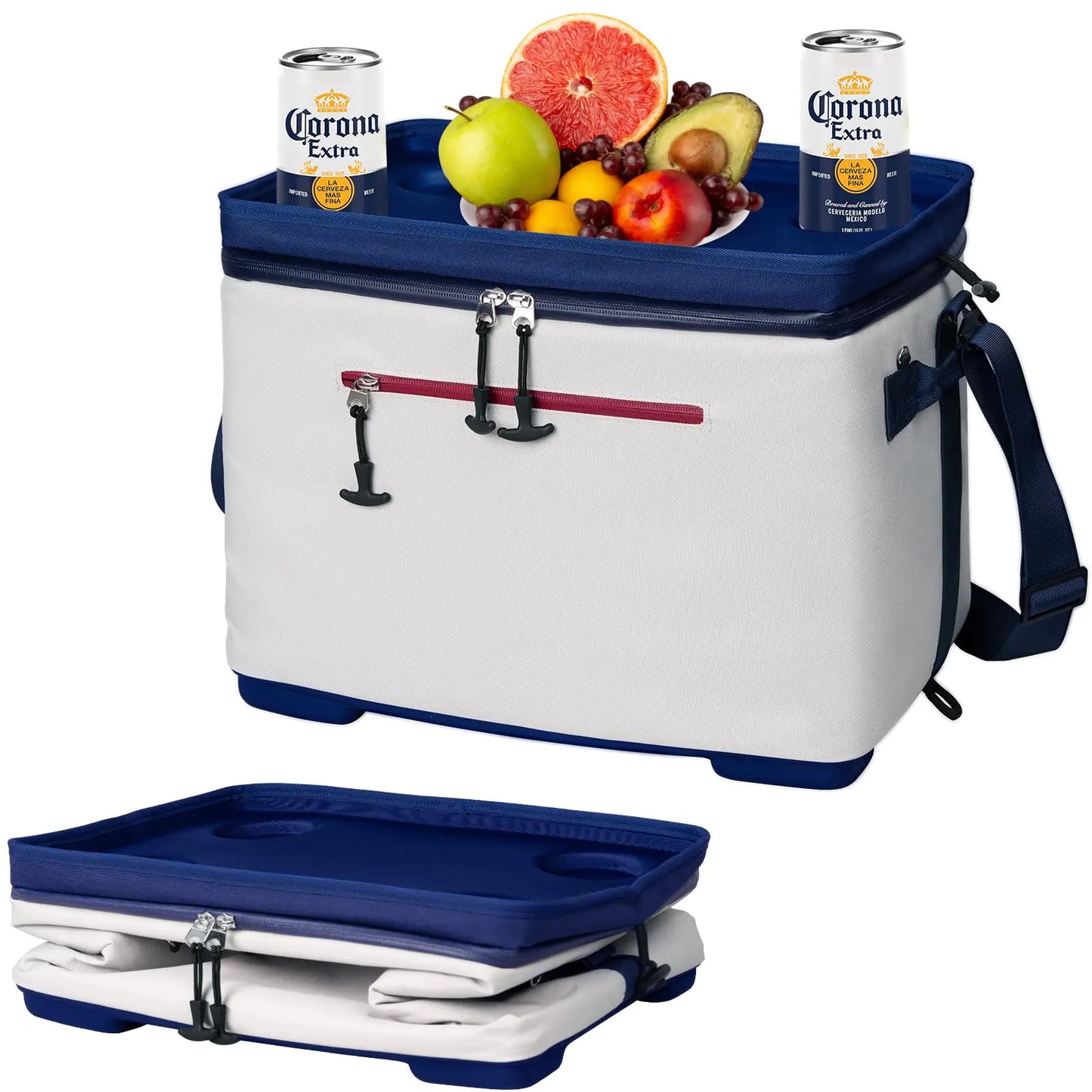 ADDIMOR Insulated Soft Cooler Bag with Removable Hard Line & 4 Cup Holders Portable 40 Cans Large Collapsible Coolers for Travel Leakproof Soft Ice Chest for Beach Camping Picnic