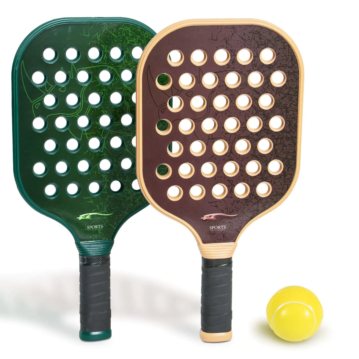 Beach Paddle Ball 2 Player Set Complete Smash Ball Set 2 Smash Rackets and Paddle Grips Lightweight Beach Tennis Sport Game for Beginner Interactive Fun Play Indoor Outdoor Beach Paddleball Game