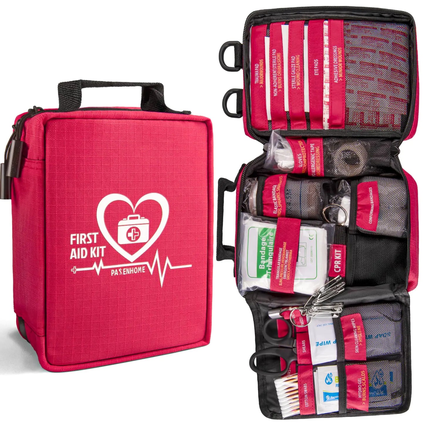 First Aid Kit Trauma First Aid Kits with Labelled Compartments Molle System Professional Emergency Kits for Home Office Car Outdoor Hiking Travel Camping