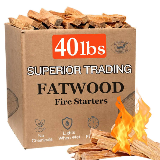 40 lbs. Fatwood Fire Starter Sticks Camping Essentials | Great Fire Logs and Fire Starters for Campfires Wood Stoves Fireplaces Bonfires | Start a Fire with 2 Sticks | 40 lb Box