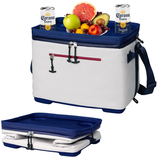 ADDIMOR Insulated Soft Cooler Bag with Removable Hard Line & 4 Cup Holders Portable 40 Cans Large Collapsible Coolers for Travel Leakproof Soft Ice Chest for Beach Camping Picnic