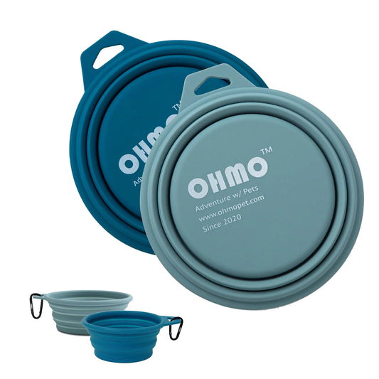 OHMO Collapsible Dog Bowl (2 Pack 400ml) Premium Silicone Pet Water Bowls for Cats & Dogs Portable Dog Travel Bowls Foldable for Outdoor Camping Hiking