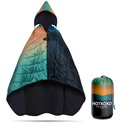 hotkoko Wearable Hoodie BlanketHooded Camping Blanket Poncho Waterproof Windproof Fleece Camping Blanket Warm for Outdoor Camping Picnic Stadium Sports Beach Car Dogs