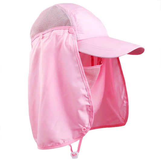 squaregarden Sun Protection Fishing Caps for Men Flap Hats with Removable Neck Face Flap Cover