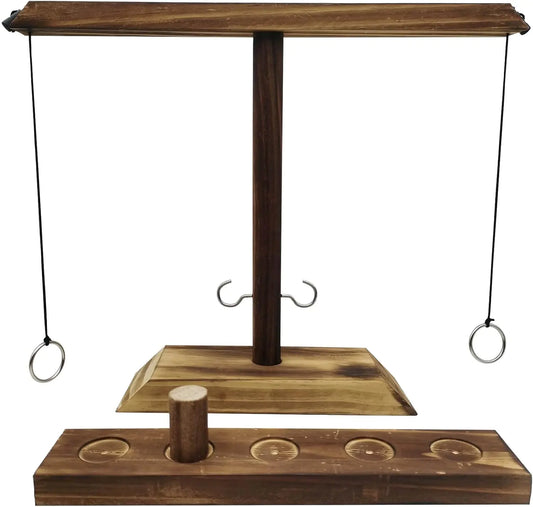 Ring Toss Game for Adults. Ideal as Christmas Games for Family Party Yard Game White ElephantThanksgiving Games and Family Game. Wooden Ring Hook Tossing Game That Brings Fun Games for Adults.