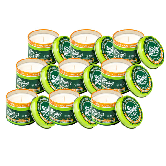 Murphys Naturals Mini Mosquito Repellent Candle 9-Pack | 3.5oz Candles | Made with Plant-Based Essential Oils Like Citronella | 14 Hour Burn Time Per Candle