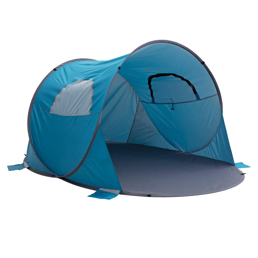 Pop Up Beach Tent - Fits 2-3 People - Sun Shelter with UV Protection and Ventilation - Water and Wind Resistant Camping Canopy by Wakeman (Blue)