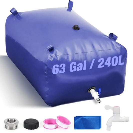 Portable Water Tank 63 Gallon Collapsible Water Bladder Large Water Storage Containers for RV Camping Emergency Water Drought Resistance