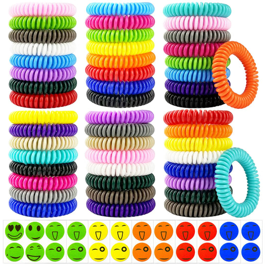 Mosquito Repellent Bracelets 50 Pack Individually Wrapped Mosquito Repellent Bands with 60 Pcs Mosquito Repellent Stickers DEET-Free Mosquito Wristbands Patches for Adults and Kids Indoor Outdoor