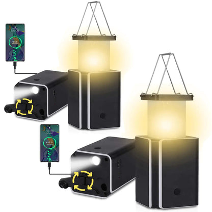 2Pack Solar LED Rechargeable Emergency Camping LanternWram White Solar RechargeableRechargeable Type CEmergency Lights Hand-Crank Power GenerationPhone Power Supply Functionflashlights