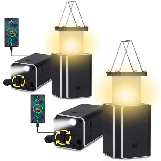 2Pack Solar LED Rechargeable Emergency Camping LanternWram White Solar RechargeableRechargeable Type CEmergency Lights Hand-Crank Power GenerationPhone Power Supply Functionflashlights