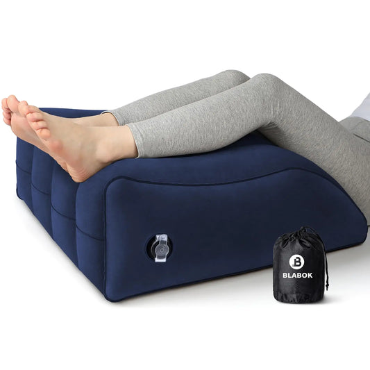 Wedge Pillow for Sleeping - Inflatable Leg Elevation Pillow for SwellingCirculationLeg & Back Pain ReliefLeg Support PillowLeg Wedge Pillows for After AurgeryHipFootAnkle Recovery (Blue)