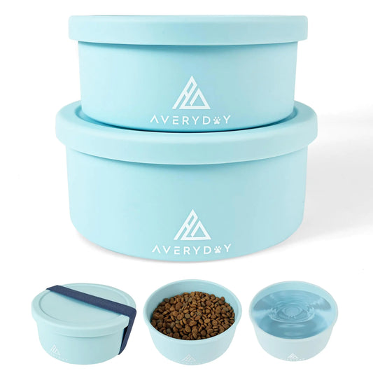AVERYDAY 50 Oz Travel Dog Bowls with Lids 2-in-1 Portable Pet Bowls for Food and Water Leakproof Travel Dog Food & Water Bowl for Outdoor Camping Travel Dog Food Bowls Daycare Pet Bowls