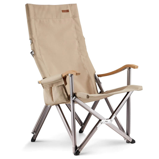 ICECO High Back Camping Chairs for Adults Heavy Duty Folding Chair for Outside Portable Outdoor Chairs with Storage Bag Hold Up 600 LBS Backpack Camping Chair 10 Years Warranty (Camel)