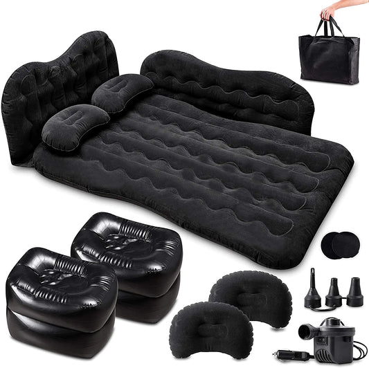 Zento Deals Bed for Car Inflatable Car Air Mattress Camping Bed Back Seat Mattress – Portable Travel Bed with Pillows – Travel Camping Sleeping Outdoor Bed – Universal Car SUV Truck and RV… (Pack 1)