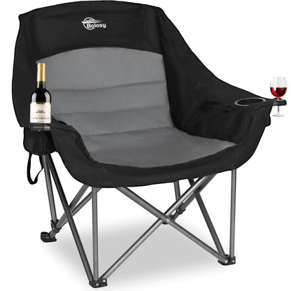 Bolosy Oversized XL Camping Chairs for Adults Heavy Duty Suproot 500 lbs Outdoor Folding Chairs Padded Portable Lawn Chairs Camp Chairs with Cup Holder