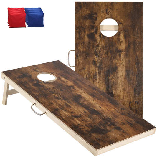 Sportdo 4x2 Cornhole Set Both Sides Printed Wood Cornhole Boards with Bags Regulation Size Outdoor Cornhole Games for Adults Bean Bag Toss Game for Tournament Miracle Wood